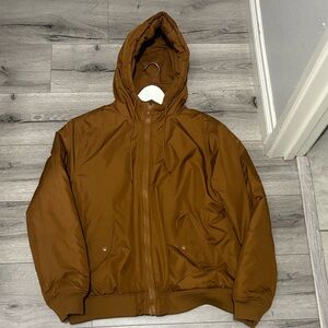 Forever 21 Men's Tan Hooded Puffer Jacket